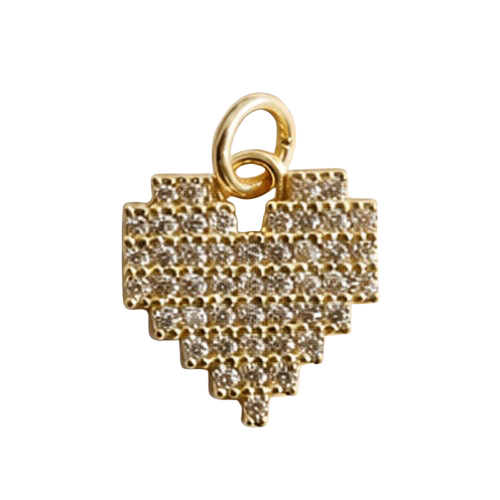 Pixel szív charm – Arany