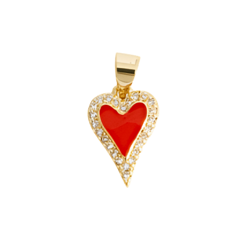 Piros szív charm – Arany