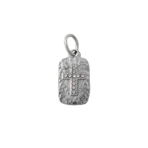 Köves kereszt charm – Ezüst