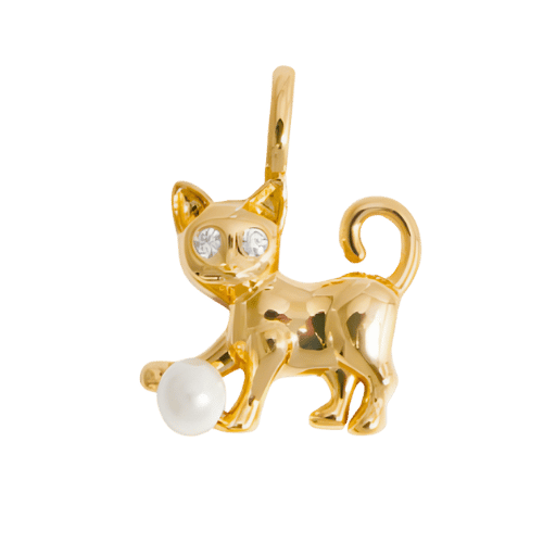 Köves cica charm – Arany