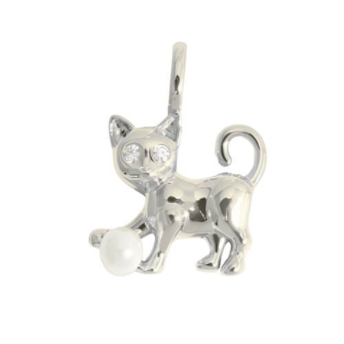 Köves cica charm – Ezüst