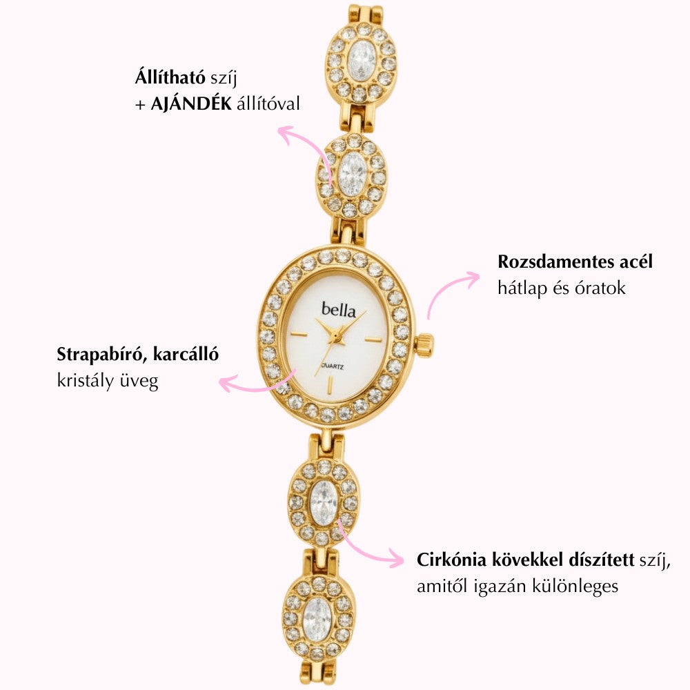 Bella Monaco - Cirkónia köves vintage óra