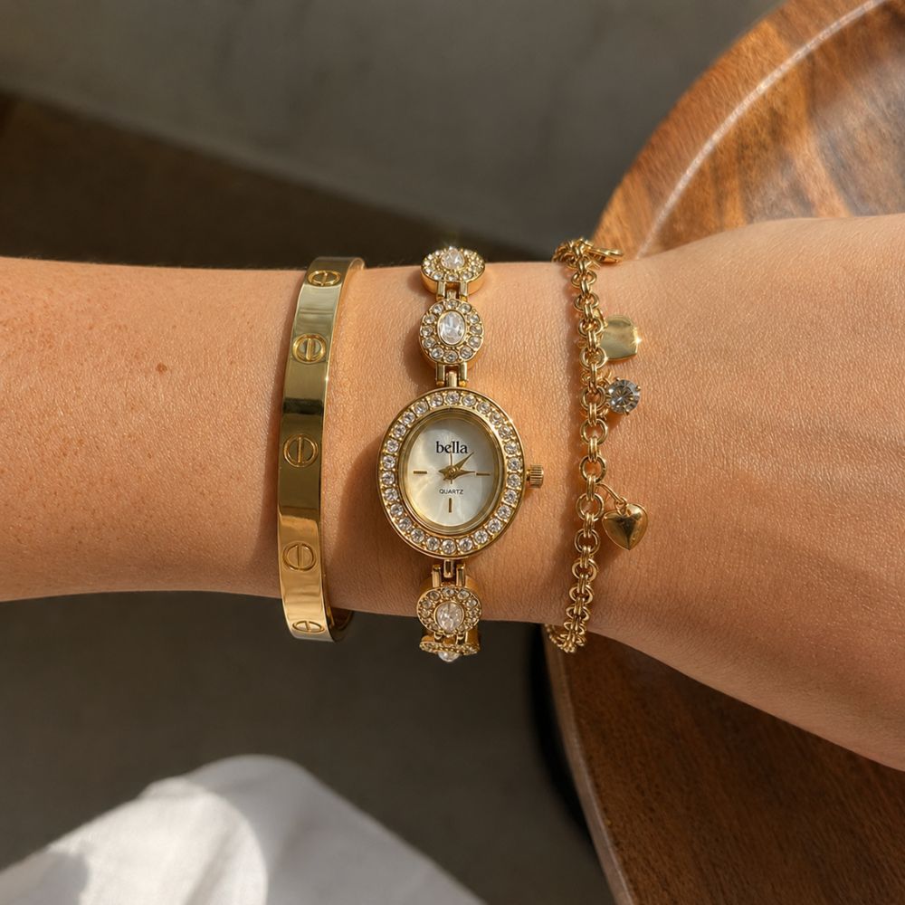 Bella Monaco - Cirkónia köves vintage óra 22mm