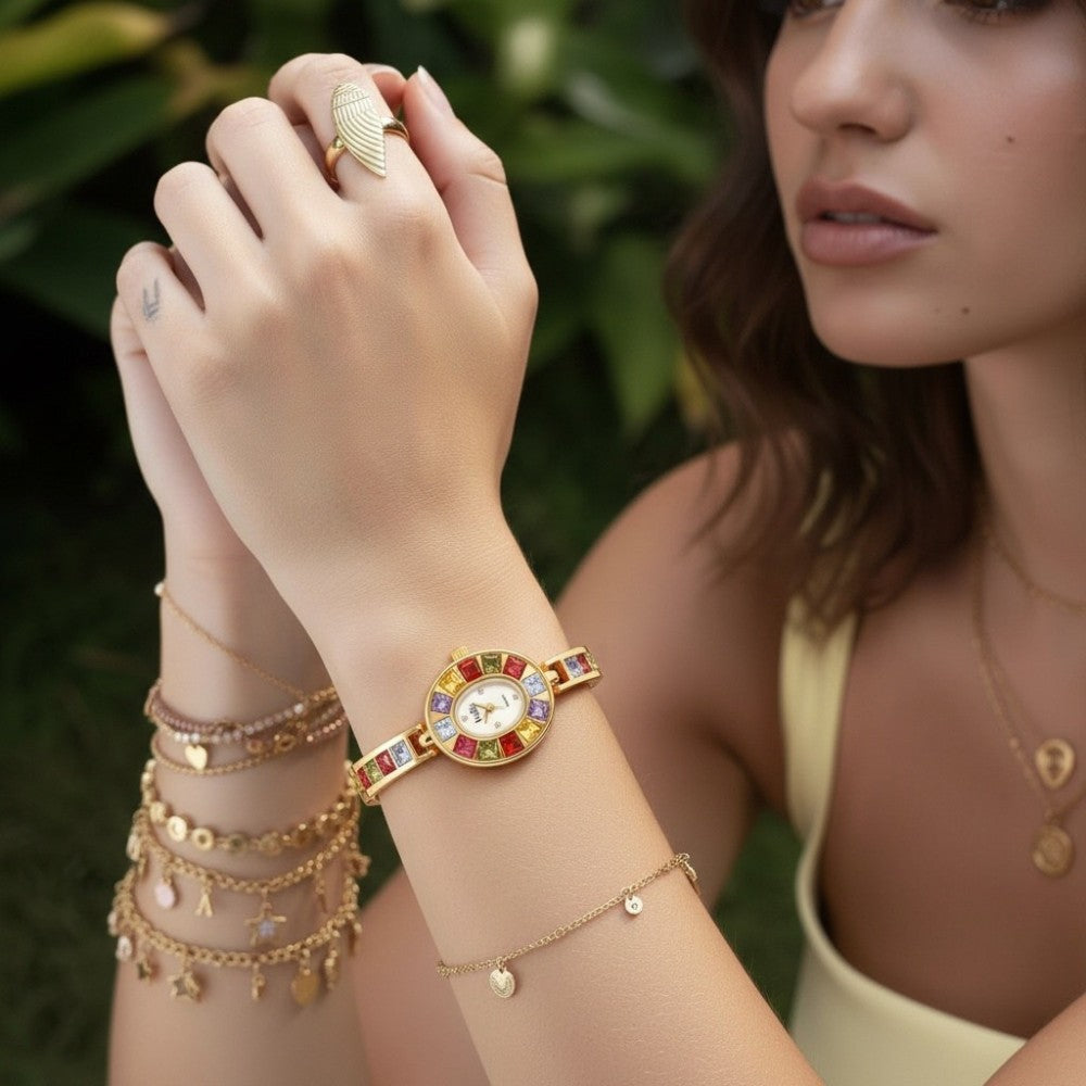 Bella Barcelona - Színes köves vintage óra