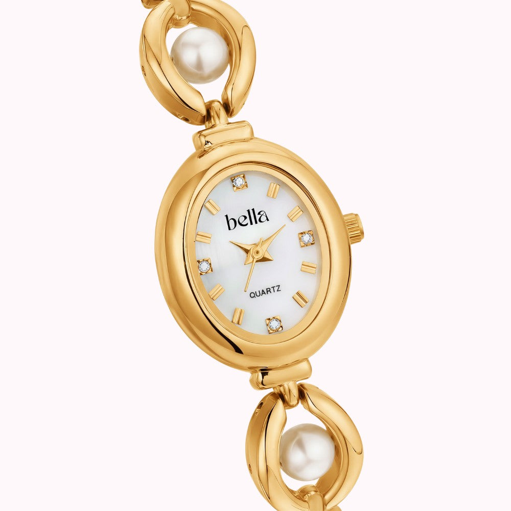 Bella Amalfi - Arany színű gyöngyös női vintage óra