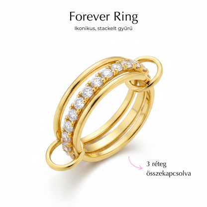 Forever Ring - Arany köves, 3 gyűrűs stack