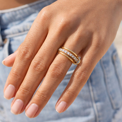 Forever Ring - Arany köves, 3 gyűrűs stack