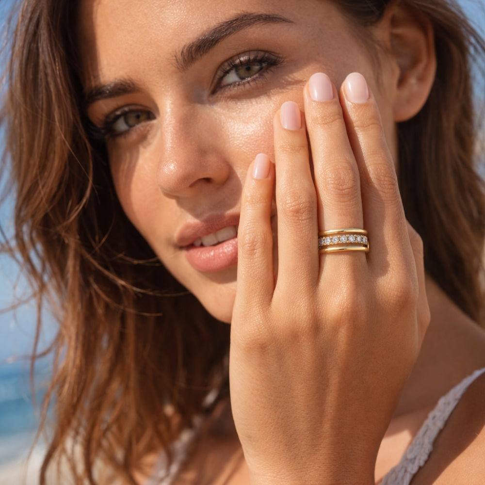 Forever Ring - Arany köves, 3 gyűrűs stack