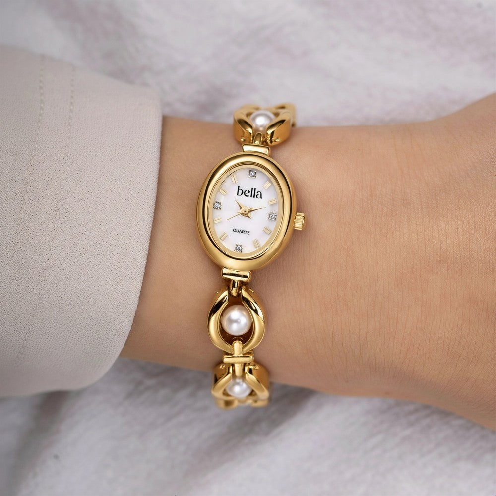 Bella Amalfi - Arany színű gyöngyös női vintage óra