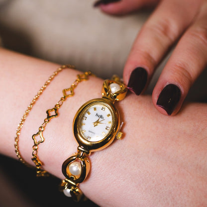 Bella Amalfi - Arany színű gyöngyös női vintage óra