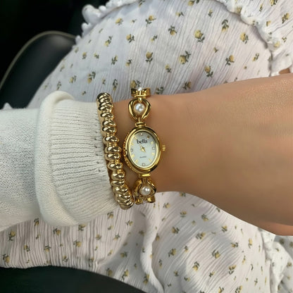 Bella Amalfi - Arany színű gyöngyös női vintage óra