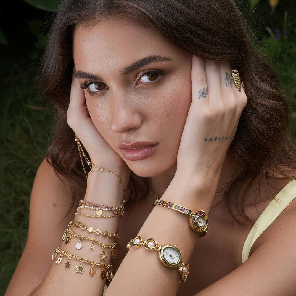 Bella Amalfi - Arany színű gyöngyös női vintage óra