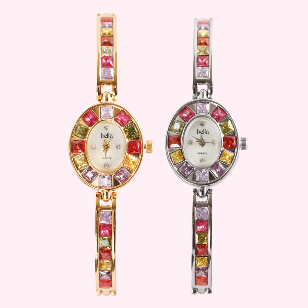 Bella Barcelona - Színes köves vintage óra