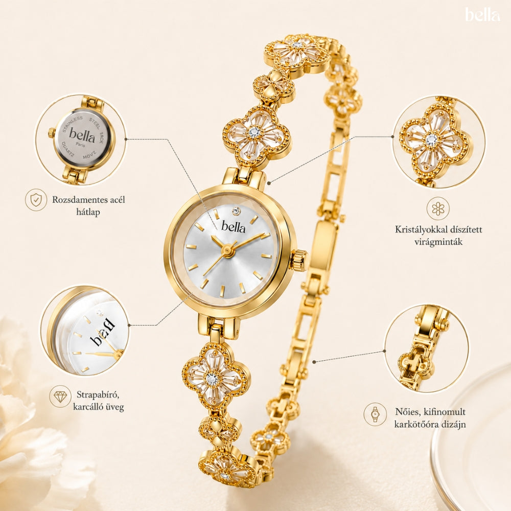 Bella Paris - Virágmintás elegáns karóra 24mm