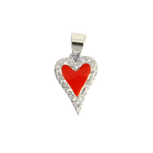 Piros szív charm – Ezüst