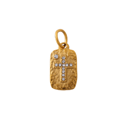 Köves kereszt charm – Arany