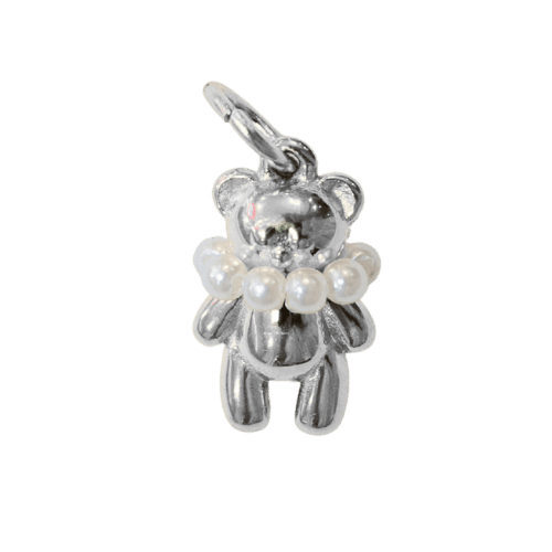 Gyöngyös maci charm – Ezüst