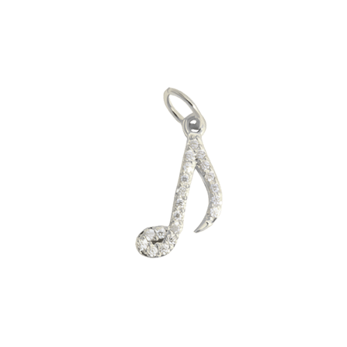 Köves hangjegy charm – Ezüst