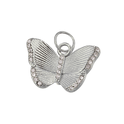 Köves pillangó charm – Ezüst