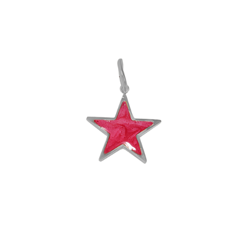 Rózsaszín csillag charm – Ezüst