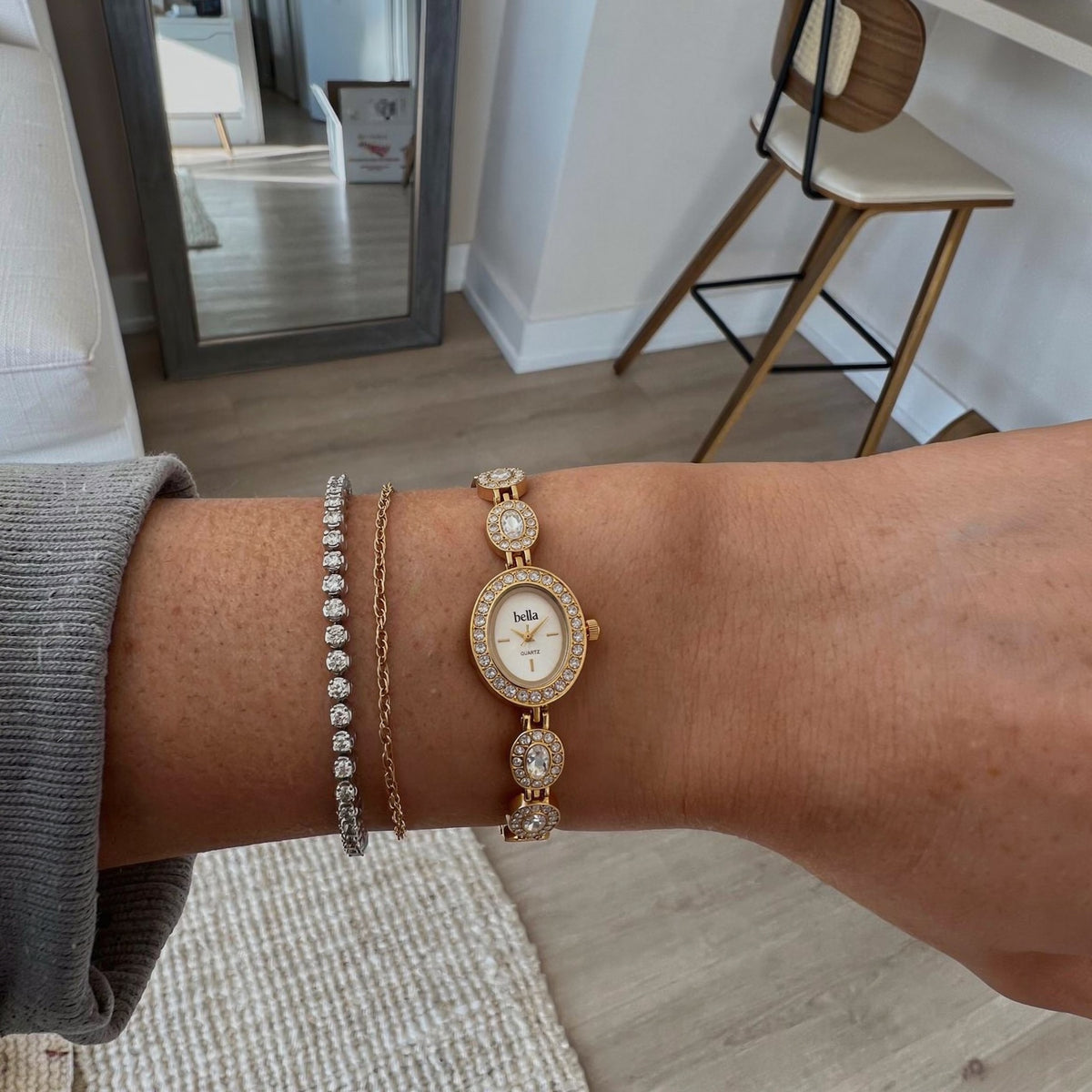 Bella Monaco - Cirkónia köves vintage óra 22mm